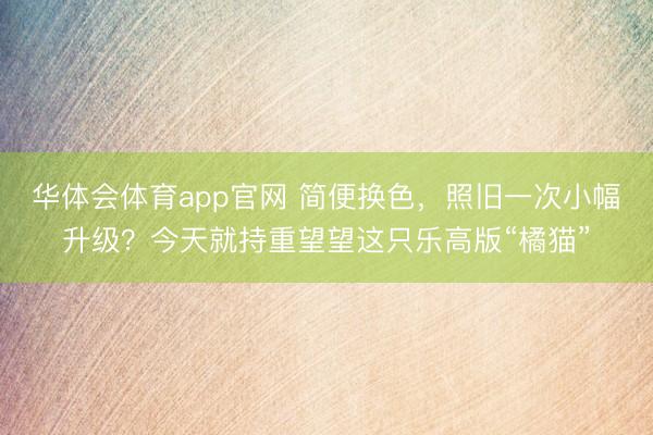 华体会体育app官网 简便换色，照旧一次小幅升级？今天就持重望望这只乐高版“橘猫”
