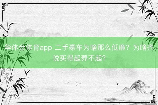 华体会体育app 二手豪车为啥那么低廉？为啥齐说买得起养不起？