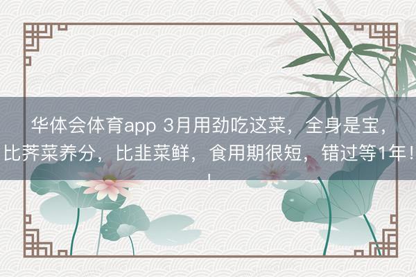 华体会体育app 3月用劲吃这菜，全身是宝，比荠菜养分，比韭菜鲜，食用期很短，错过等1年！